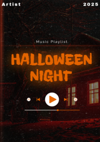 Black Halloween Music Playlist A4 Template