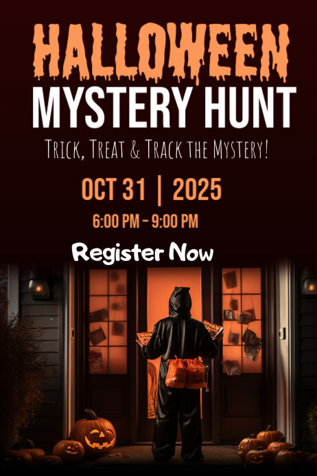 Black Maximalist Halloween Mystery Hunt Poster Cartaz template