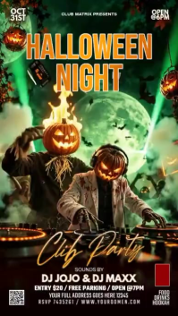 Schwarz Halloween Nightclub Party งานแสดงผลงานแบบดิจิทัล Template