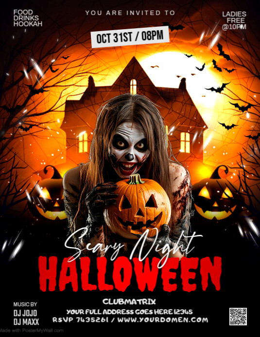 Black Maximalist Halloween Night Flyer (us Letter) Template | PosterMyWall