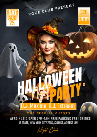 Black Maximalist Halloween Night Party A1 template