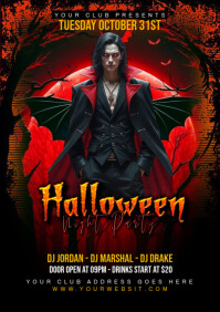 Black Maximalist Halloween  Night Party A4 template