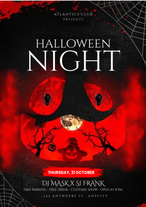 Black Maximalist Halloween Night Party A4 Template | PosterMyWall