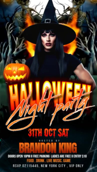 Black Maximalist Halloween Night Party Digital Display (9:16) template
