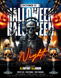 Black Maximalist Halloween Night Party Flyer Flyer (us Letter) template