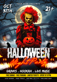 Black Maximalist Halloween Night Party Flyer A5 template