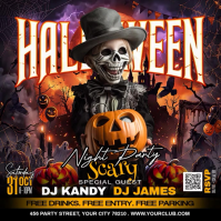 Black Halloween DJ Night Party Publicación de Instagram Template