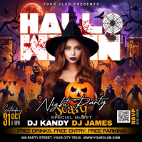 Black Halloween Night Party Publicación de Instagram Template