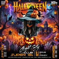 黑色 Halloween Night Party Instagram-Beitrag Template
