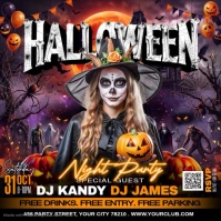 สีดำ Halloween Night Party Instagram-opslag Template