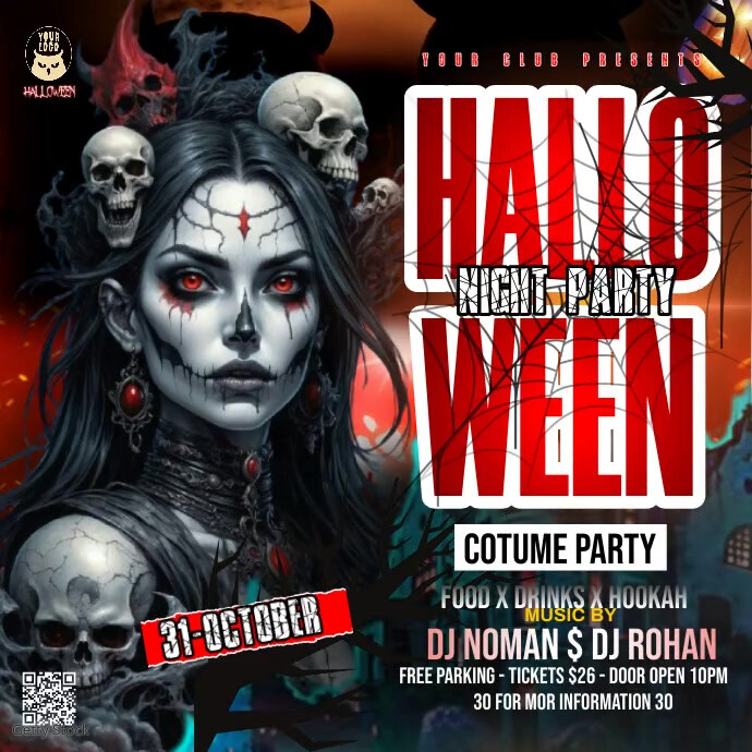 Black Maximalist Halloween Night Party Instag Template | PosterMyWall