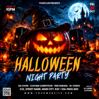 Black Halloween Night Party Instagram-opslag Template