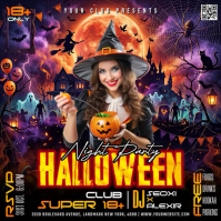 Black Halloween Night Party Flyer Instagram 帖子 Template
