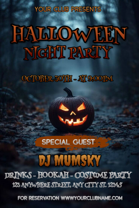 Black Maximalist Halloween Night Party Invitation Template Poster ...