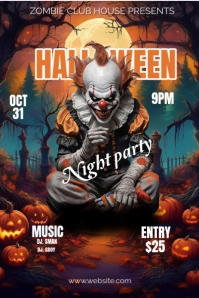 Black Maximalist Halloween Night Party Pinterest Graphic template