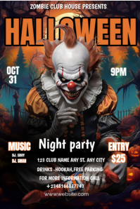 Black Maximalist Halloween Night Party Pinterest Graphic template