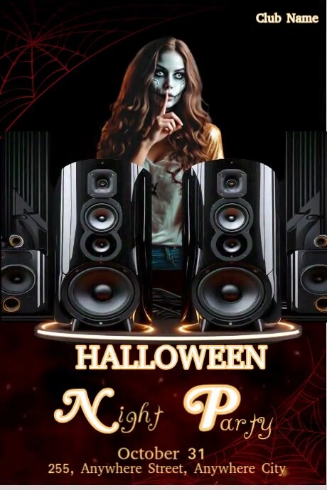 Black Maximalist Halloween Night Party Poster Template | PosterMyWall