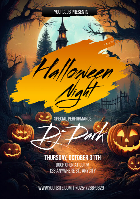 Plantilla de Black Maximalist Halloween Night Party Poster | PosterMyWall