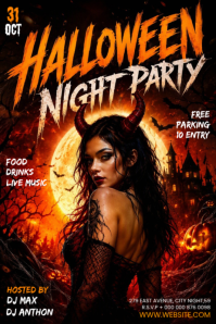 Black Halloween Night Party 海报 Template