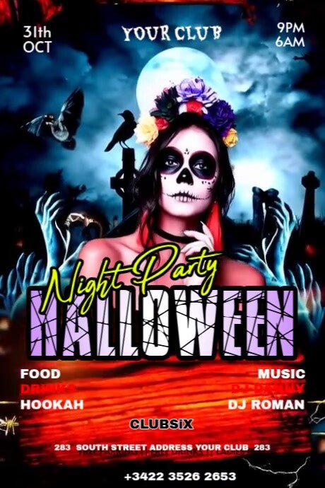 Black Maximalist Halloween Night Party Poster Template | PosterMyWall