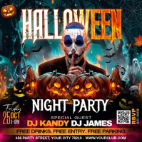 สีดำ Halloween Night Party Square Template