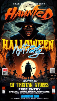 Black Maximalist Halloween Night Party Template Instagram Reel