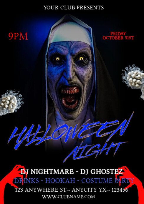 Black Maximalist Halloween Night Party Template A4 | PosterMyWall