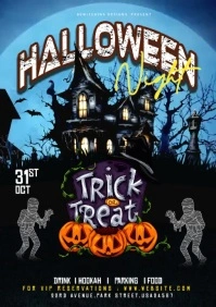 Black Maximalist Halloween Night Party Trick Or Treat A5 template