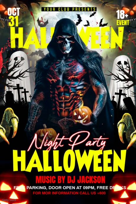 Plantilla de Black Maximalist Halloween Night Poster | PosterMyWall