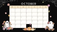 Black Maximalist Halloween October Calendar Digital Display (16:9) template
