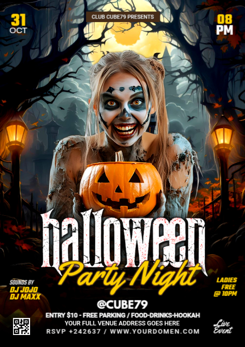 Black Maximalist Halloween Party A4 Template | PosterMyWall
