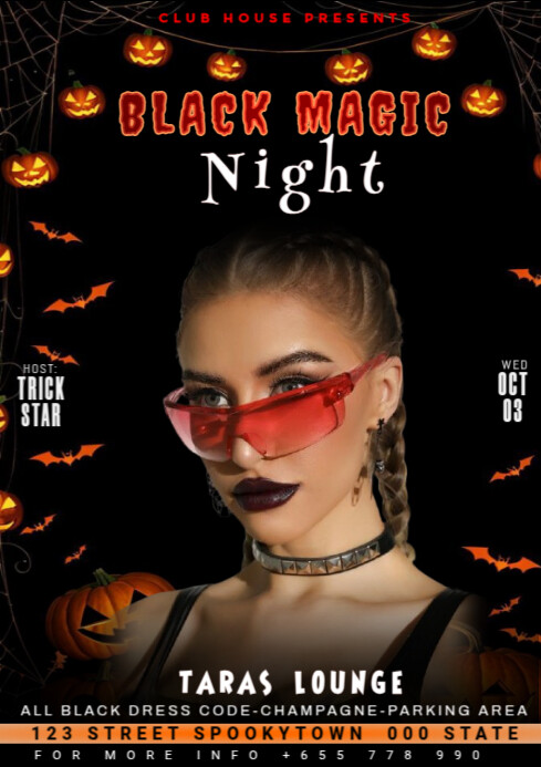Black Maximalist Halloween Party A4 Template | PosterMyWall