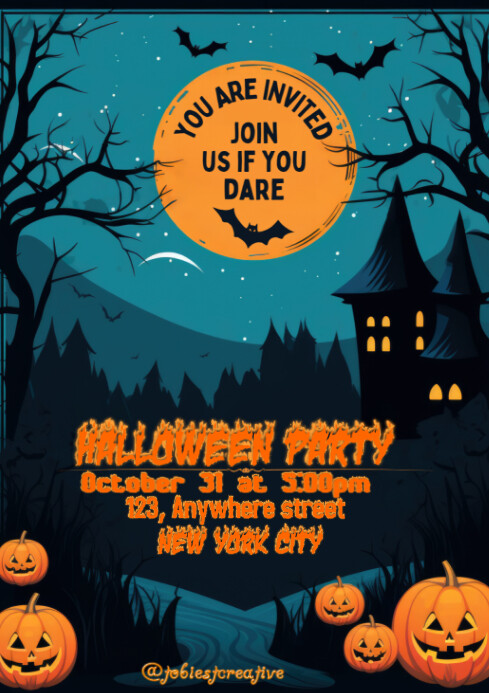 Black Maximalist Halloween Party A4 Template | PosterMyWall