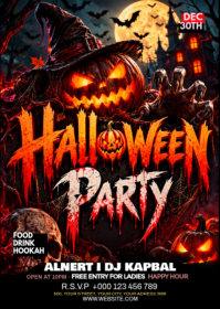 Black Halloween Party A6 Template