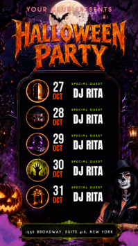 Black Halloween Party Digitalt display Template