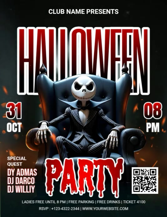 Black Maximalist Halloween Party Flyer (us Letter) Template | PosterMyWall