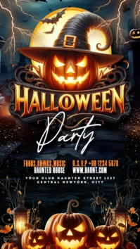 Black Maximalist Halloween Party Flyer – Haunted House Spooky Night Invitation Instagram Story template