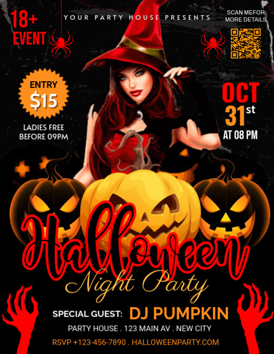 Black Maximalist Halloween Party Flyer (us Letter) Template | PosterMyWall