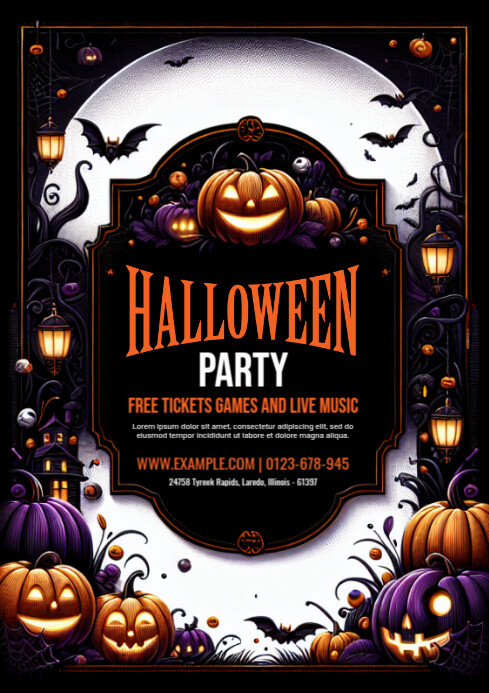 Black Maximalist Halloween Party Flyer A4 Template | PosterMyWall