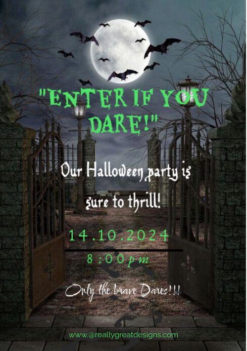 Black Maximalist Halloween Party Flyer A4 Template | PosterMyWall