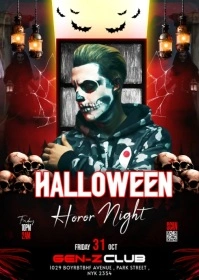 Black Maximalist Halloween Party Flyer A6 template