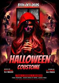 Black Maximalist Halloween Party Flyer A6 template