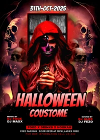 Black Maximalist Halloween Party Flyer A6 template