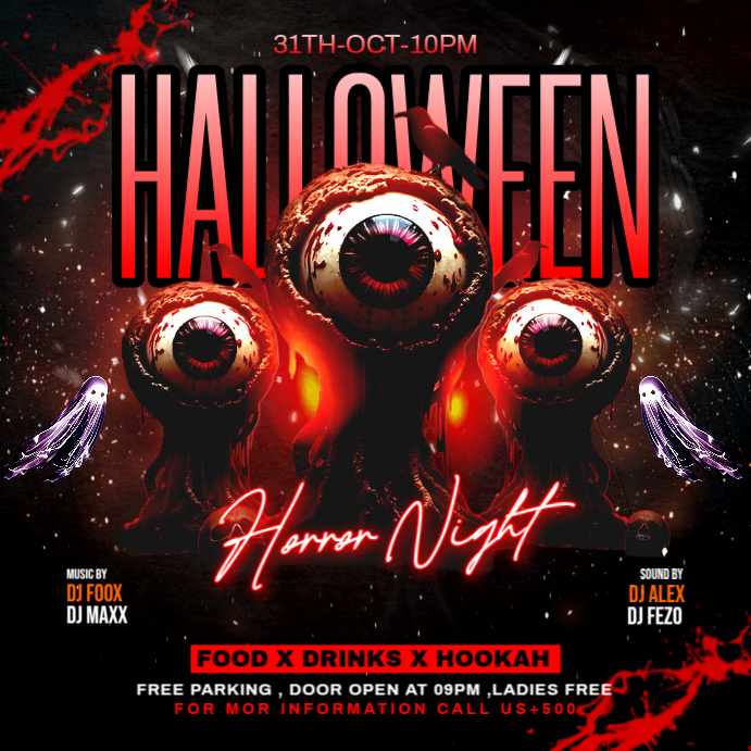 Black Maximalist Halloween Party Flyer Instagram Post Template ...