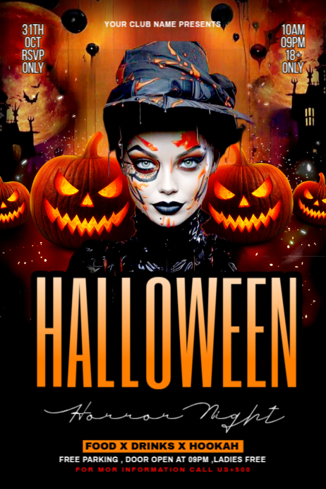 Black Maximalist Halloween Party Flyer Poster Template | PosterMyWall