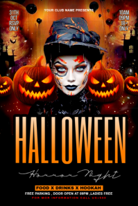 Black Maximalist Halloween Party Flyer Poster template