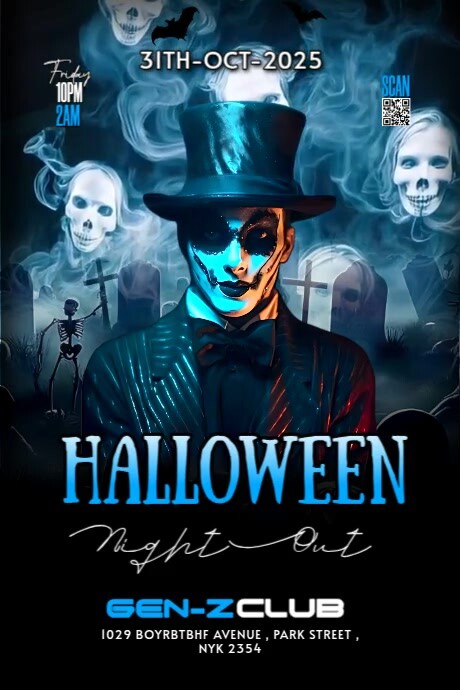 Black Maximalist Halloween Party Flyer Poster Template | PosterMyWall