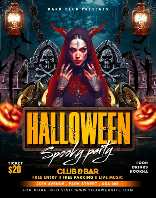 Black Maximalist Halloween Party Flyer Poster/wallboard Template ...