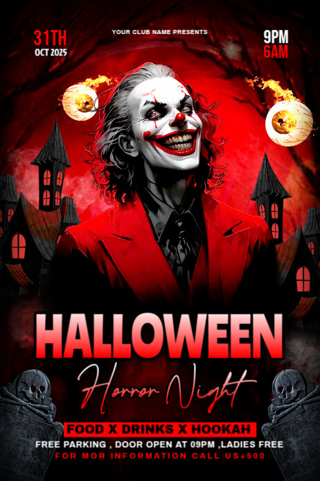 Black Maximalist Halloween Party Flyer Poster Template | PosterMyWall