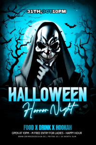 Black Maximalist Halloween Party Flyer Poster template